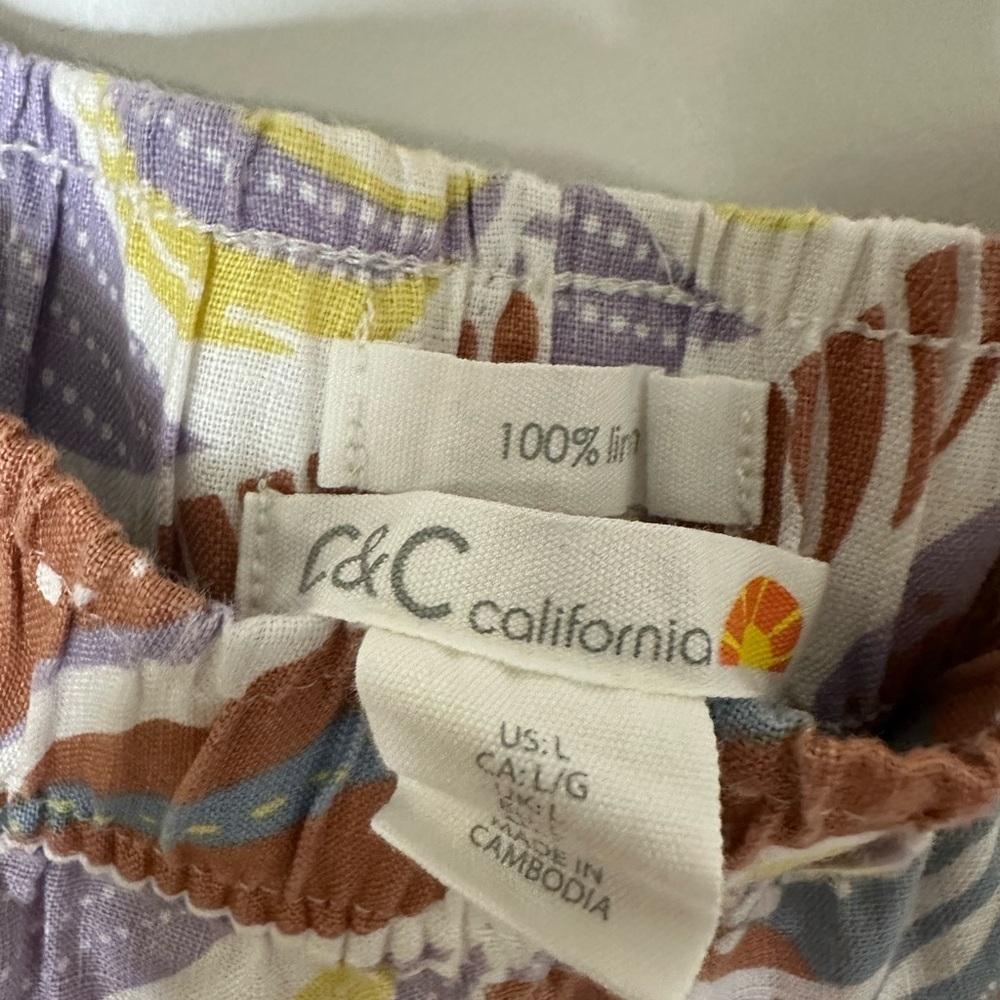 Coastal Wide Leg L 100% Linen Pants Beachy Boho Resort Euro Tropical Cali FL - Picture 4 of 14